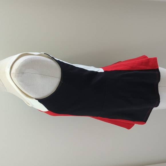 Express cream red and black peplum top medium - Picture 2 of 5